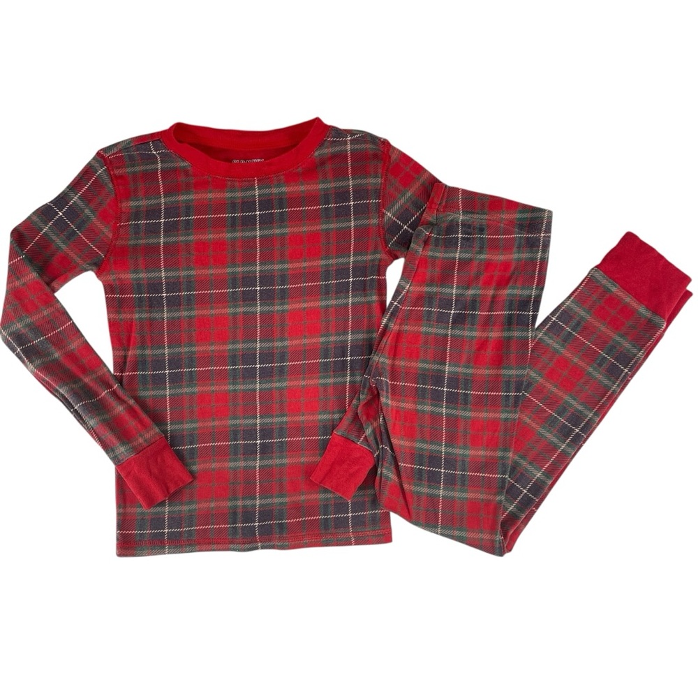 Old Navy Kids Red Plaid Christmas Holiday 2 Piece Pajama Set Size M (8)